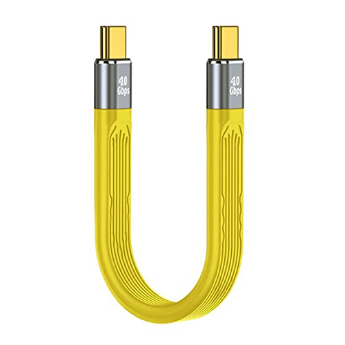 CY Yellow Type-C USB-C Male to Male USB4 40Gbps 100W 8K Flat Slim FPC Data Cable 13cm Compatible with iPhone 15 Laptop Phone