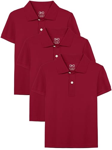 Image of OHD 3 Pack School Uniform for Boys Polo Shirt Cotton Uniform Shirts for Boys Kids School Clothes 3-14 Years