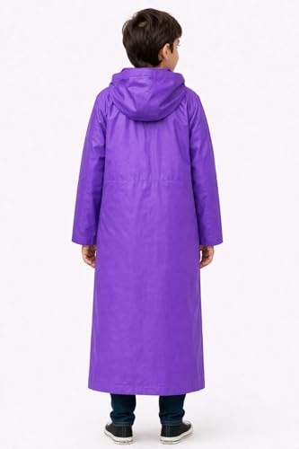 Image of Nephar Boys & Girls Waterproof Hooded Raincoat | Long Rain Protection Jacket | Lightweight Windproof Monsoon Wear | Kids Outdoor Rain Coat
