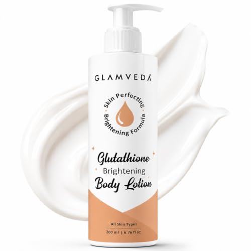 Image of Glamveda Glutathione Body Lotion Moisturizer 200ml | 24hr Deep Moisturization for Dry Skin | Skin Brightening | Non Greasy, Lightweight Hydrating Moisture for Glowing, Repairs & Softens Skin | All Skin Type