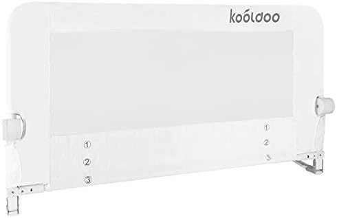 KOOLDOO Bed Rail for Toddlers, Fold Down Tall Bed Rail Guards with NBR Foam and 1Piece Seat Belt for Kids,Fits Twin, Double, Full, Queen Size Bed(43" L*22.8" H, White)