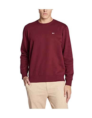 Image of Tommy Jeans Men's Regular Fleece Crew-neck Sweatshirt, Deep Rouge, XS