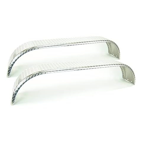 Sturdy Built (2)- Aluminum Boat Trailer Fenders Diamond Plate Tandem Axle 10'' x 68'' x 16'', Silver Cover
