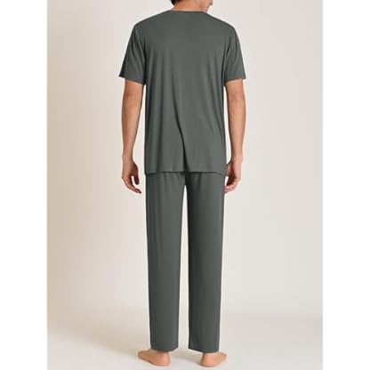 Latuza Men's Soft Pajama Set Viscose Short Sleeves Top with Pants - Image 4