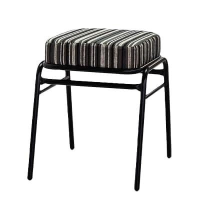 (国産) 玄関椅子 角スツール MS-49-BK 布張ストライプ