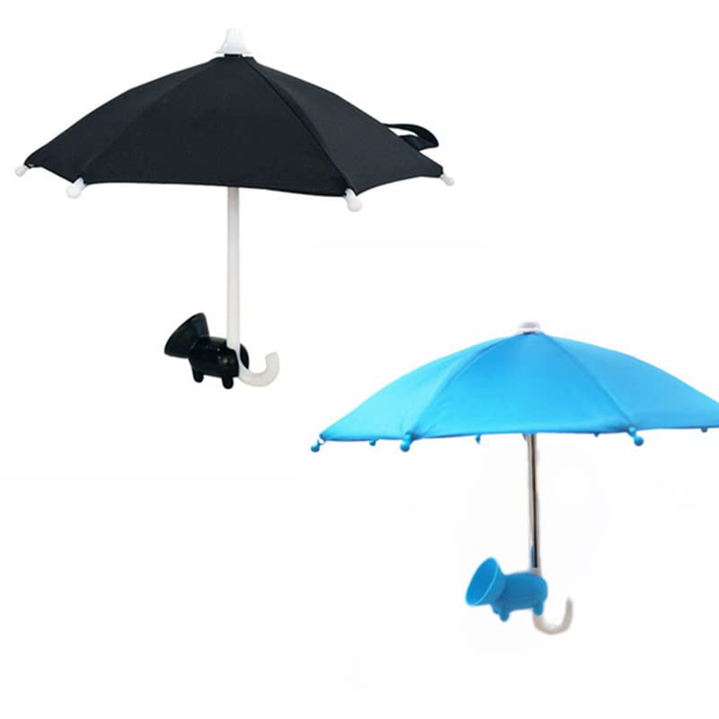 (2 Pack) NTidea Phone Umbrella for Sun Shade, Funny Phone Snap Finger Phone Stand Silicone Phone Holder with Umbrella and Suction Cup for Phone, Black, Blue