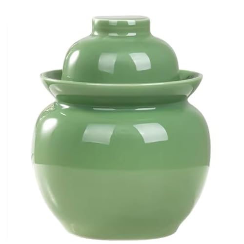 DECORN Fermentador de Cerámica Tradicional China Olla de Barro para Encurtidos Tarros de Fermentación de Cerámica con Tapa para Encurtidos, Kimchi y Chucrut,Verde,5kg