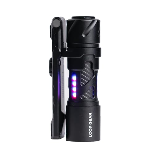 LOOP GEAR SK03 RGB Pro EDC Rechargeable Flashlight 8-Color RGB Sidelight & 1000 Lumen IP68 Waterproof Magnetic Stand Built-in Multi-Tool Mini Torch for Emergencies Camping (Black)