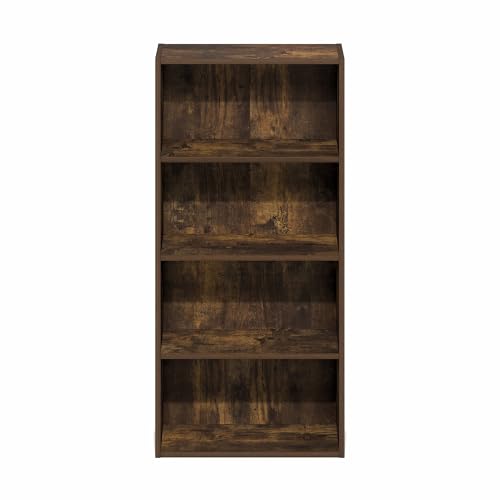 Furinno Basic Book Shelf, 4-Tier Bookcase with Open Shelf, Bookshelf, Cube Storage Organizer, 7 x 17 x 35, for Living Room, Bedroom, Home Office, Amber Pine - image 6