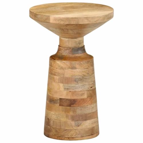 Vetnasa Mesa Auxiliar Madera Maciza de Mango Ø33x50 cm Mobiliario, Mesas, Mesas Decorativas, Mesas auxiliares Marrón 7,6 KG