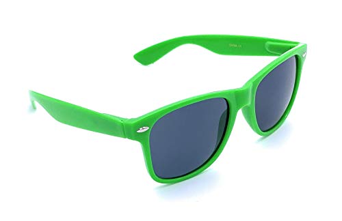 Retro Style Sunglasses - Bright Neon or Solid Colors with Classic 80's Style Design (Neon Green)2
