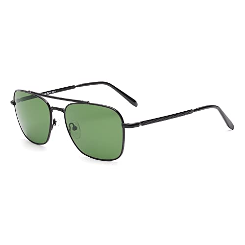 Image of JIM HALO Retro Square Aviator Sunglasses Premium Glass Lens Flat Metal Eyewear Men Women