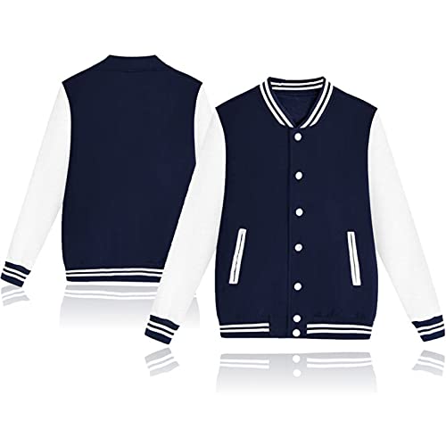 KaloryWee Kurtka męska Baseball College Okd School Universtity Vintage Unisex kurtka sportowa kurtka Varsity Jacket, A01 Marine, m