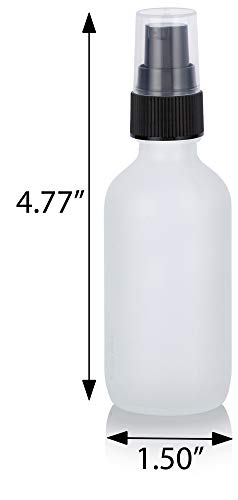JUVITUS 2 oz Frosted Clear Glass Boston Round Black Treatment Pump Bottle (24 pack) + Funnel Refillable Empty Storage Containers2