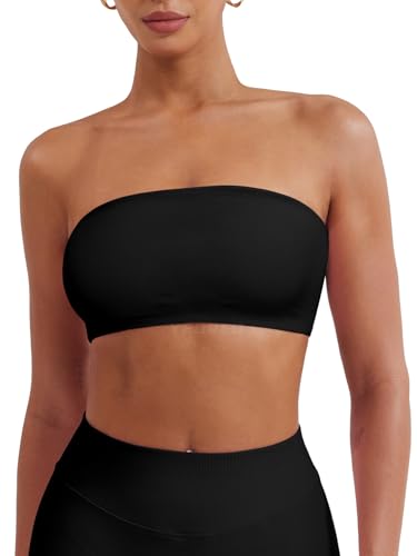 YEOREO �X�g���b�v���X �o���h�D �X�|�[�c�u�� ���[�N�A�E�g�p �V�[�����X �`���[�u�g�b�v �W�� �p�b�h���� ���C�����X�u��, �u���b�N, X-Small