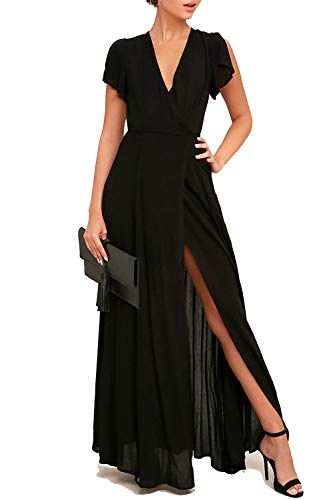 Vivicastle Women's Sexy Long Sleeve Tulip Wrap Slit Front Full