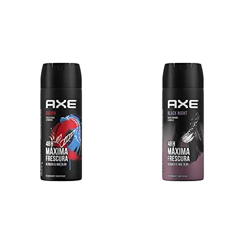 Talcos Y Desodorantes, Drugstore AXE Desodorante FUSION en aerosol para hombre 97g/150ml sin aluminio (la imagen del producto recibido puede cambiar) + Desodorante BLACK NIGHT en aerosol para...
