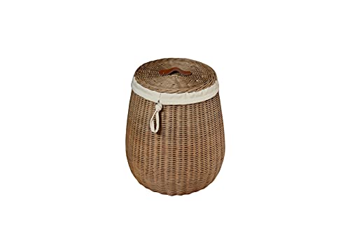 Sechome B10-BTE Cesto Portabiancheria con Coperchio Midollino Naturale, con Fodera, sfoderabile, Handmade, Eco sostenibile, Vimini Rattan
