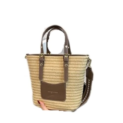Bolso Paja Bolso De Hombro Bolso De Cubo Bolso De Mensajero For Mujer Bolso Tejido De Verano Simple Bolso De Paja Bolso Paja Mujer(Brown)