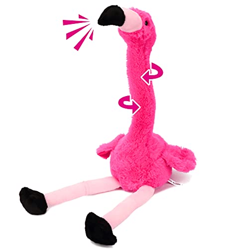 Hopearl Sprechender Flamingo Wiederholt Gesagtes Drehend Elektrisch Interaktiv Animiertes Spielzeug Sprechendes Plüschtier Geschenk für Kleinkinder Geburtstagsfest Urlaub, Rosa, 33 cm