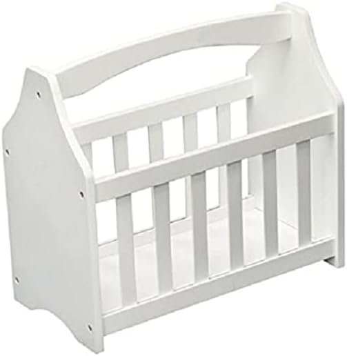 Optimal Products BAMBOO MAGAZINE RACK FREE STANDING MAIL NEWSPAPER HOLDER STORAGE SHELF STAND WHITE GREY BAMBOO (White), L