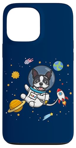 Kawaii Kids & Boys Astronaut Space Boston Terrier Dog Lover �X�}�z�P�[�X iPhone 13 Pro Max �p