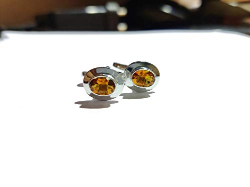 Mancuernillas de plata con citrino 6x8 mm miniatura 3