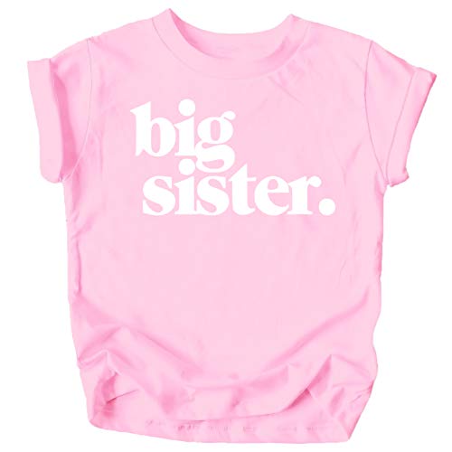 Image of Bold Big Sister Colorful Sibling Reveal Announcement T-Shirt for Baby and Toddler Girls Sibling Outfits