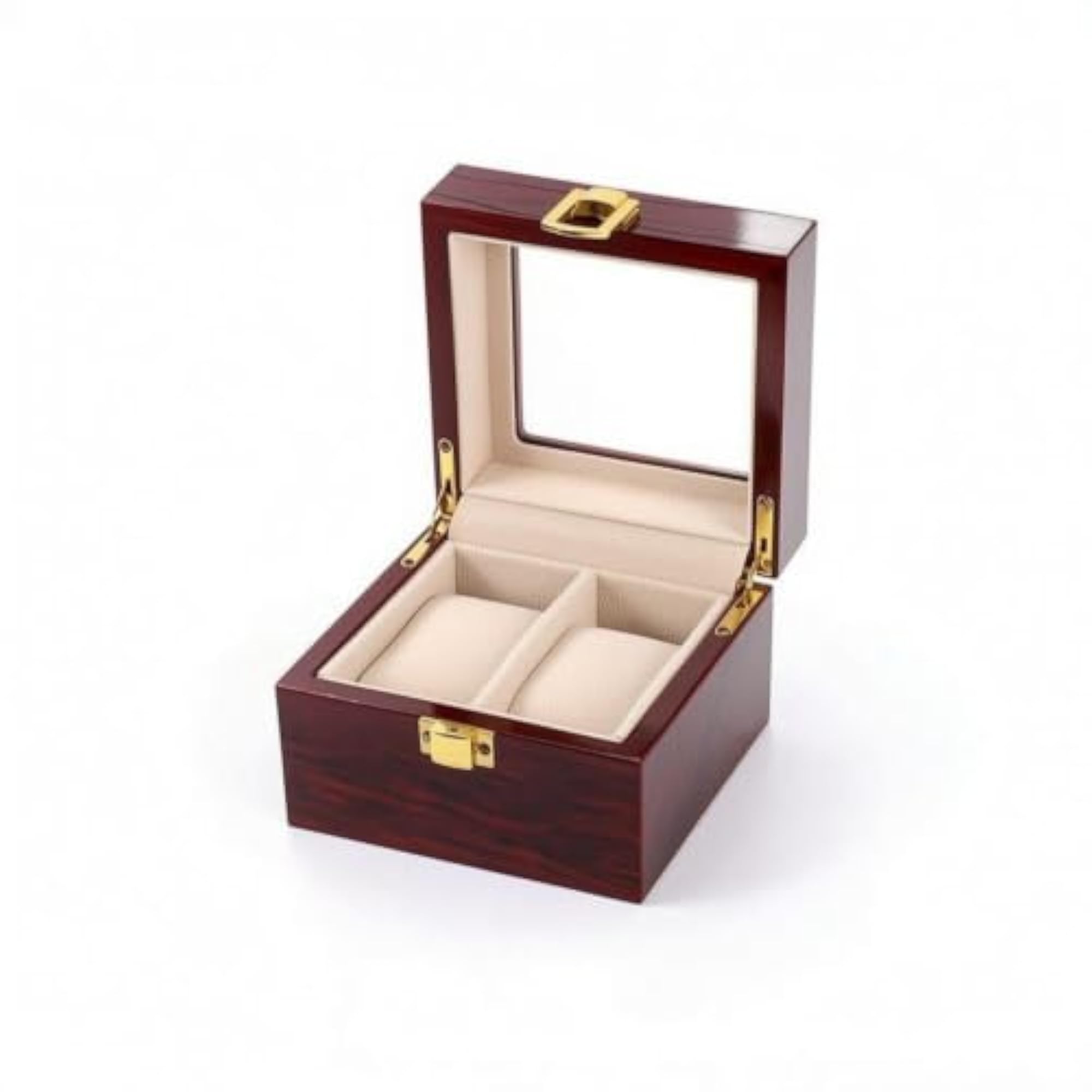 Solid Wood Watch Storage Box with Glass Window