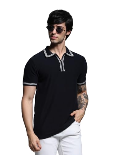 Image of Jack & Jones Men Cotton Solid Slim Fit Polo T-Shirt