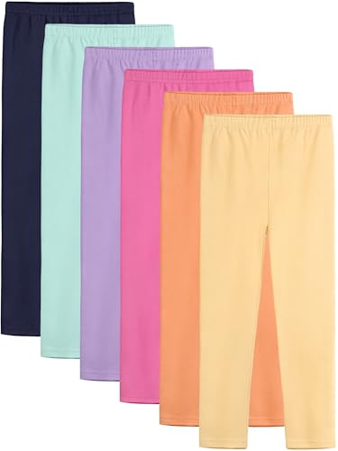 6 Pack Girls Leggings Cotton Leggings for Girls Tights Pants for Kids Full Length Toddler Warm Stretchy Multipack