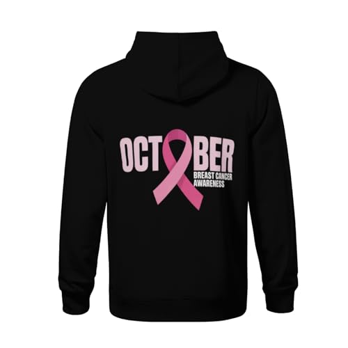 Kids Breast Cancer Awareness Month Pink Ribbon Boys Girls Lightweight Kangaroo Pocket Fleece Hoodies3