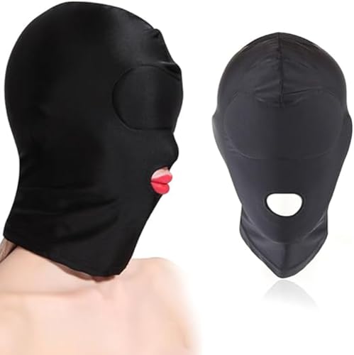 YILUQIFLY Mask Blindfold Mask Open Eye Mouth Headgear Cosplay Prank Carnival Night Clubwear BDSM Bondage Restraint Headgear Halloween (Open Mouth, M)