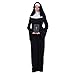 Party Expert Nun Costume for Adults, Sister Black Robe with Veil, Collar and Belt Outfit for Halloween (Standard)