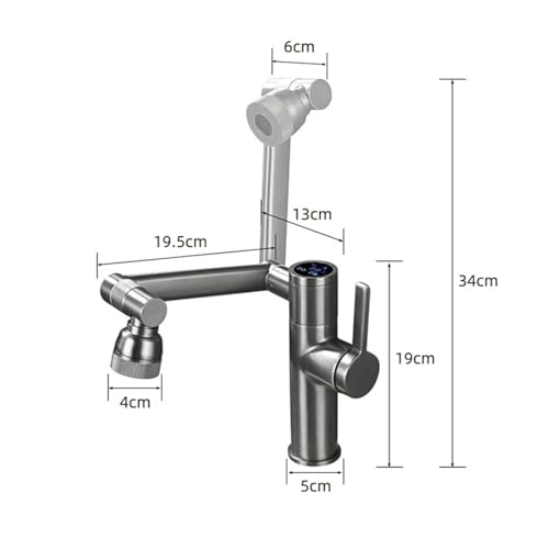 Grifo monomando digital ZR98US gris con agua fría y caliente para lavabo de baño 2