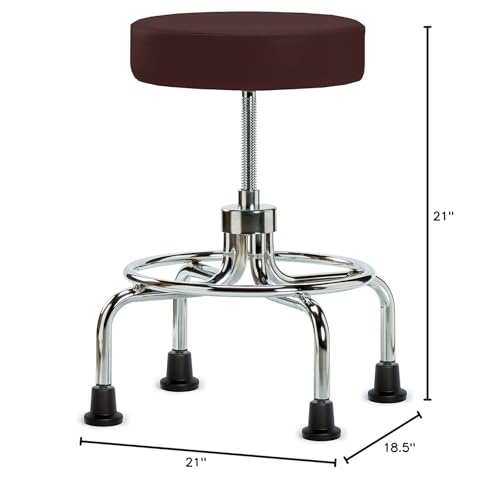Image of Perch Retro Exam Stool with Glides, 18.5 inch-24 inch, Burgundy Fabric