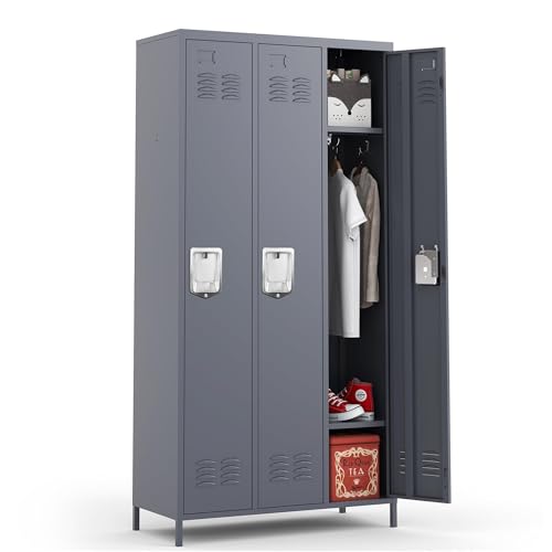 BIZOEIRON Metall Spind Schrank, Metallschrank Abschließbar...