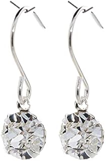 pewterhooter® 6mm petite drop earrings for Women  925 Sterling Silver made with sparkling Diamond White crystal - Gift Box