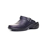 Nordan Sabots et mules pour femme en cuir véritable - Chaussons légers pour femme - 800101/800201, Bleu foncé 02 1801, 40 EU