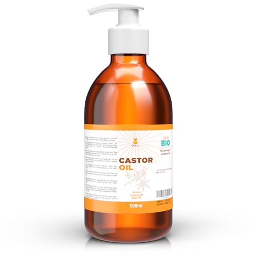 Snadi - Aceite de Ricino BIO Puro 500 ml | Prensado en Frío | Antioxidante y Antienvejecimiento | Hidratante para Piel y Cabello Secos | Ideal para Pestañas y Barba | Castor Oil