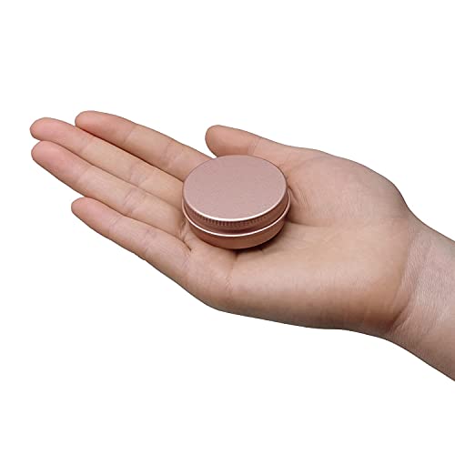 0.5 Oz Aluminum Tin Jar With Screw Cap Refillable Container For Cosmetic, Lip Balm, Cream, Rose Gold 12 Pcs. #TOP2