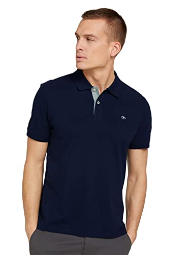 TOM TAILOR Hombre Polo Basic Piqué, Sky Captain Blue, L