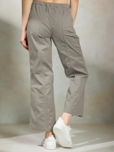 Image of GRECIILOOKS Cargo Pants For Woman | Trousers For Womans |High Waist Cotton Trouser for Women - Flared Parachute Pants with Side Pockets |Womens Cargo Pant | Elegant for College & Events (Available in Plus Size)