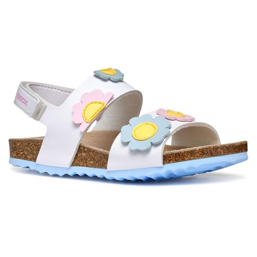Geox J ADRIEL GIRL D - Sandalo Bambina, White/Crystal,