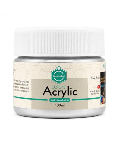 Image of Acrylic paint 100ml for artist & craft Painting colour smooth Finish Art paint Perfect for Canvas Wood (Silver)