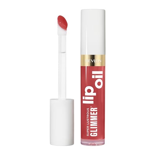 Revlon Super Lustrous Glimmer Lip Oil, Huile à lèvres hydratante, Brillance intense non collante, Maquillage lèvres, 008 Just Toasty, 3,8 ml