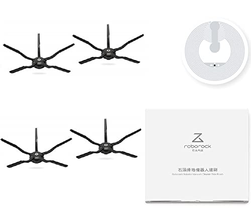 Löwenbiss Ersatzpaket(Löwenbiss NFC + Seitenbürste für Roborock S50 S55 S6 S5Max Saugroboter Ersatzteile Sparpack Austauschteile Reparatur Zubehör ZINNZ Selected) (Seitenbürste, schwarz 2 Stk X 2)