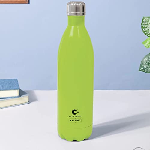 Image of Clay Craft Vacbott Vaccum Bottle, 1000 ml Stark Double Walled 24 Hours Hot and Cold Water Bottle, 1 Piece,| Leak Proof | Office Bottle | Gym | Home | Kitchen (Green)