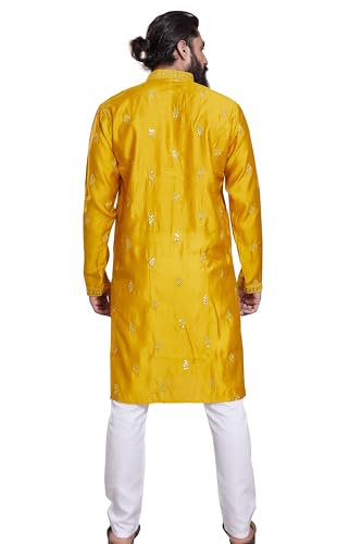 Image of DIVISIVE Men's Embroidered Cotton Silk Blend Only Slim Fit Kurta