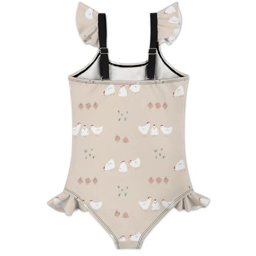 Image of Girls One Piece Swimsuit Lovely Cute Animals Ruffles Swimwear Bathing Suits 3-12 Years